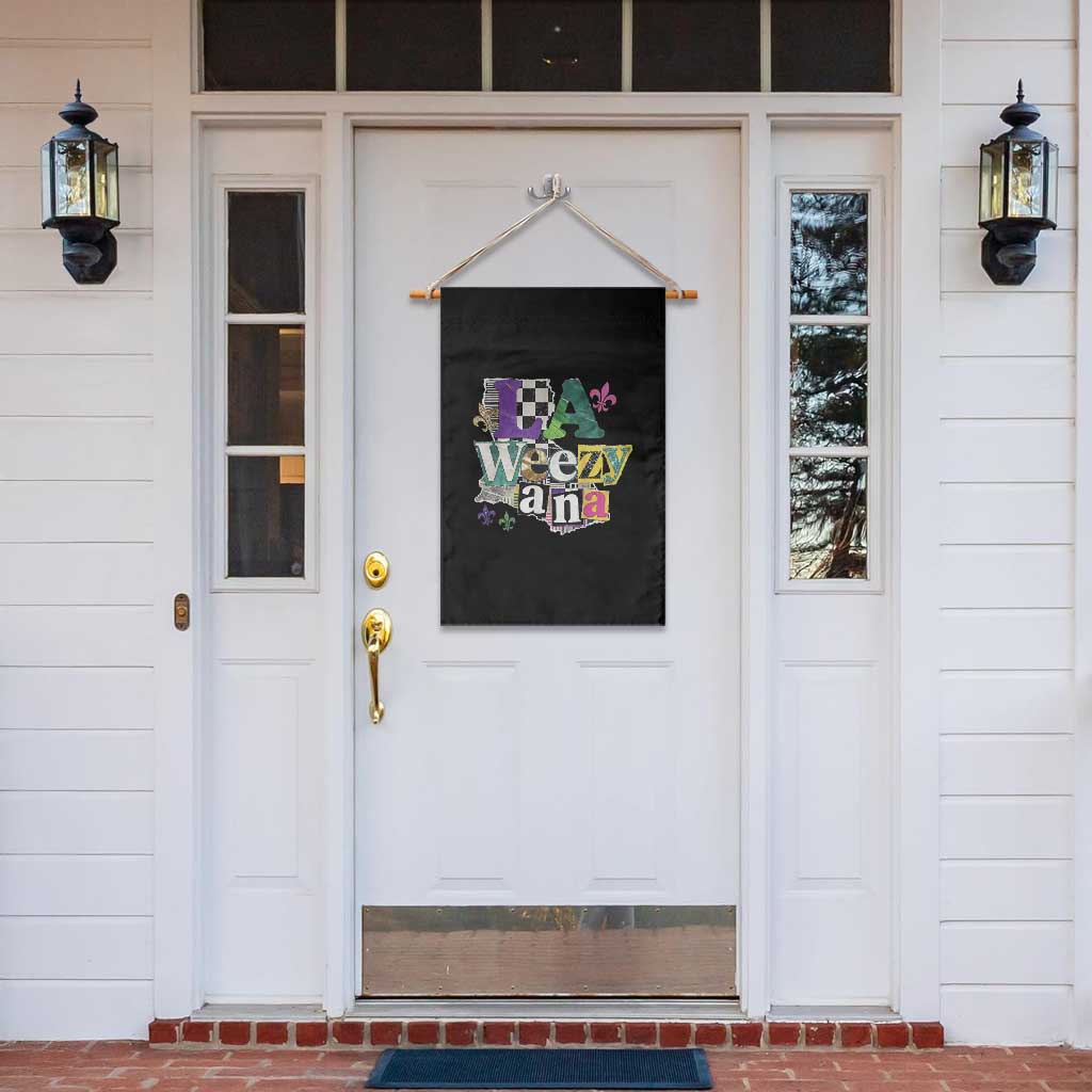 Colorful La-Weezi-ana Mardi Gras Louisiana Pride Garden Flag Funky Carnival Vibes