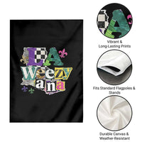 Colorful La-Weezi-ana Mardi Gras Louisiana Pride Garden Flag Funky Carnival Vibes