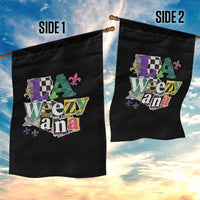Colorful La-Weezi-ana Mardi Gras Louisiana Pride Garden Flag Funky Carnival Vibes