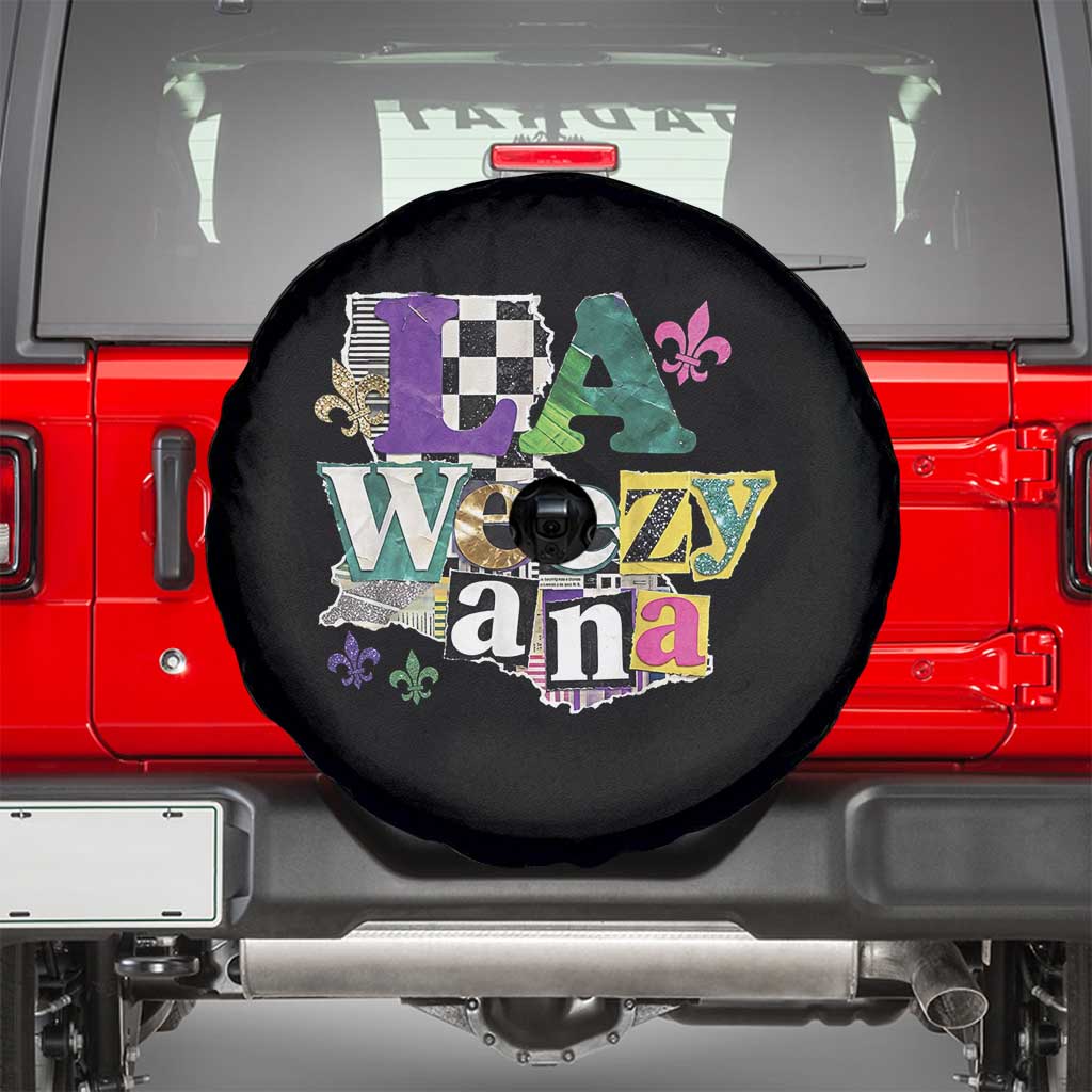 Colorful La-Weezi-ana Mardi Gras Louisiana Pride Spare Tire Cover Funky Carnival Vibes