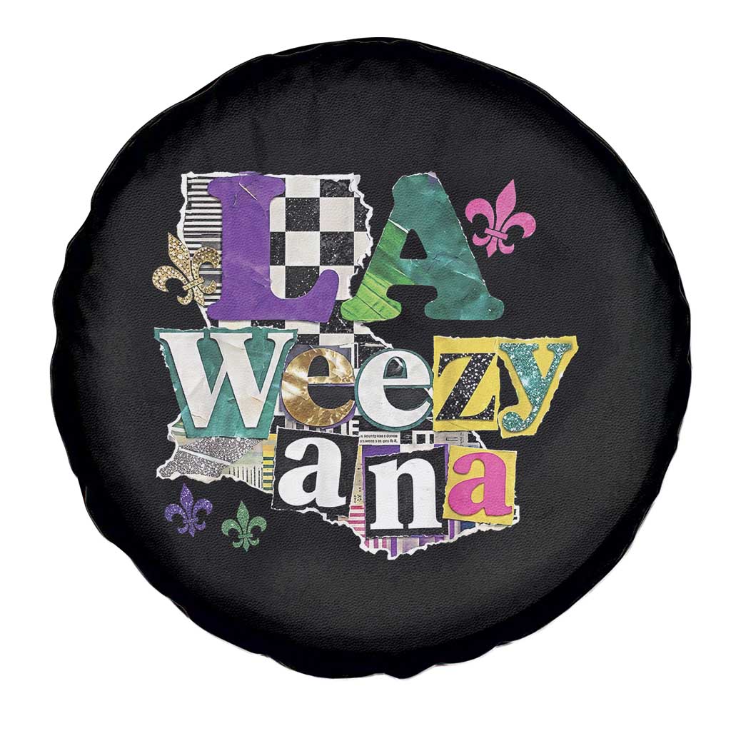 Colorful La-Weezi-ana Mardi Gras Louisiana Pride Spare Tire Cover Funky Carnival Vibes