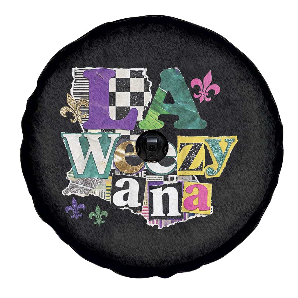 Colorful La-Weezi-ana Mardi Gras Louisiana Pride Spare Tire Cover Funky Carnival Vibes