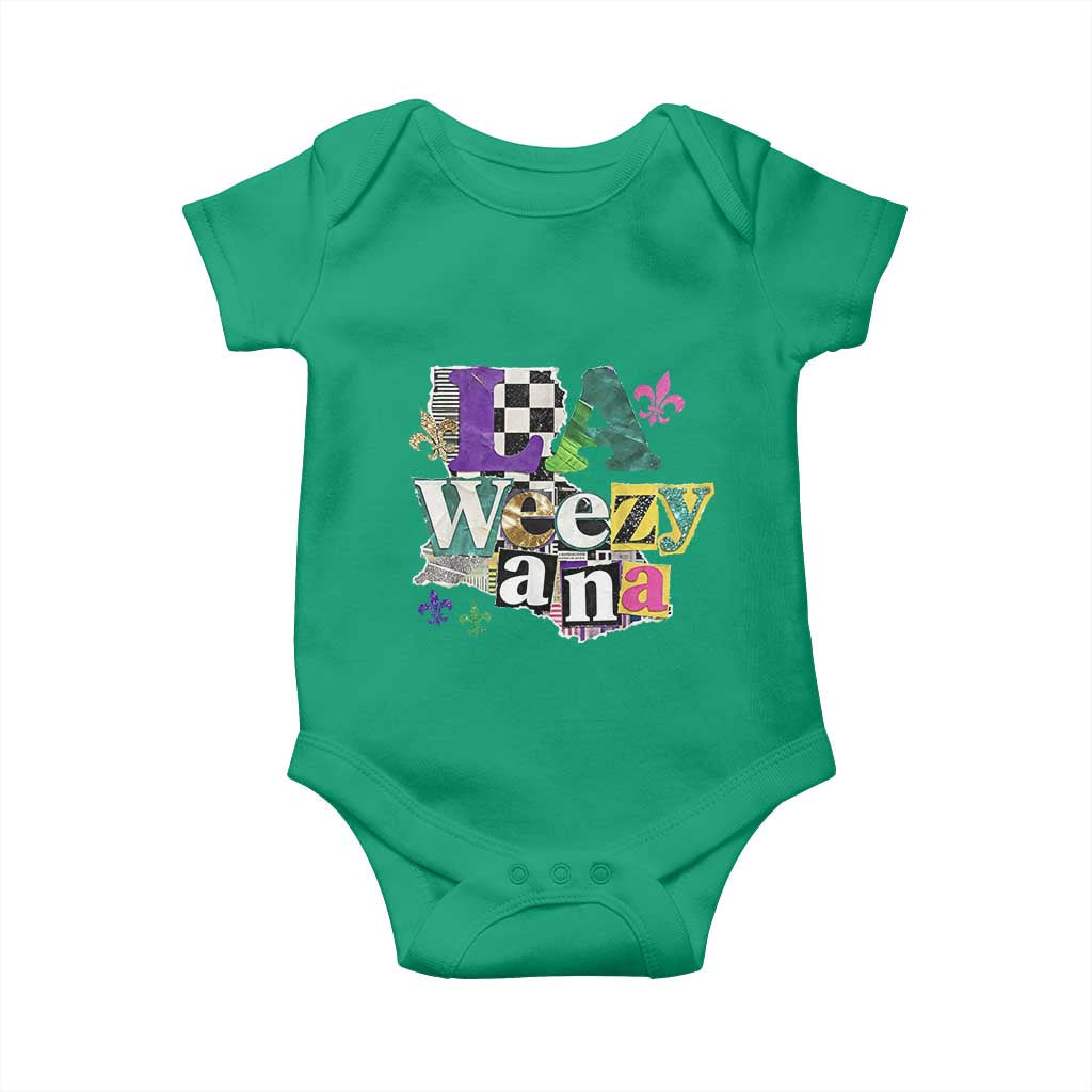 Colorful La-Weezi-ana Mardi Gras Louisiana Pride Baby Onesie Funky Carnival Vibes