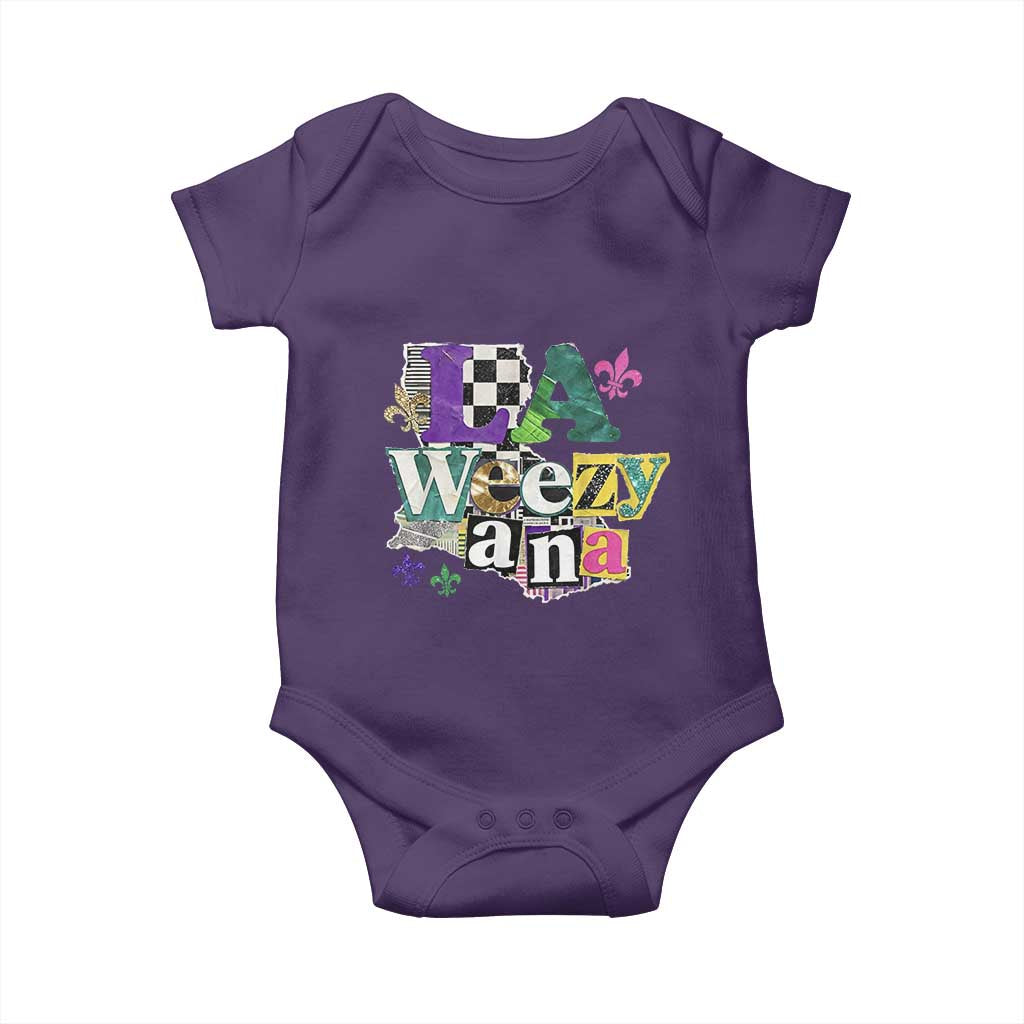 Colorful La-Weezi-ana Mardi Gras Louisiana Pride Baby Onesie Funky Carnival Vibes
