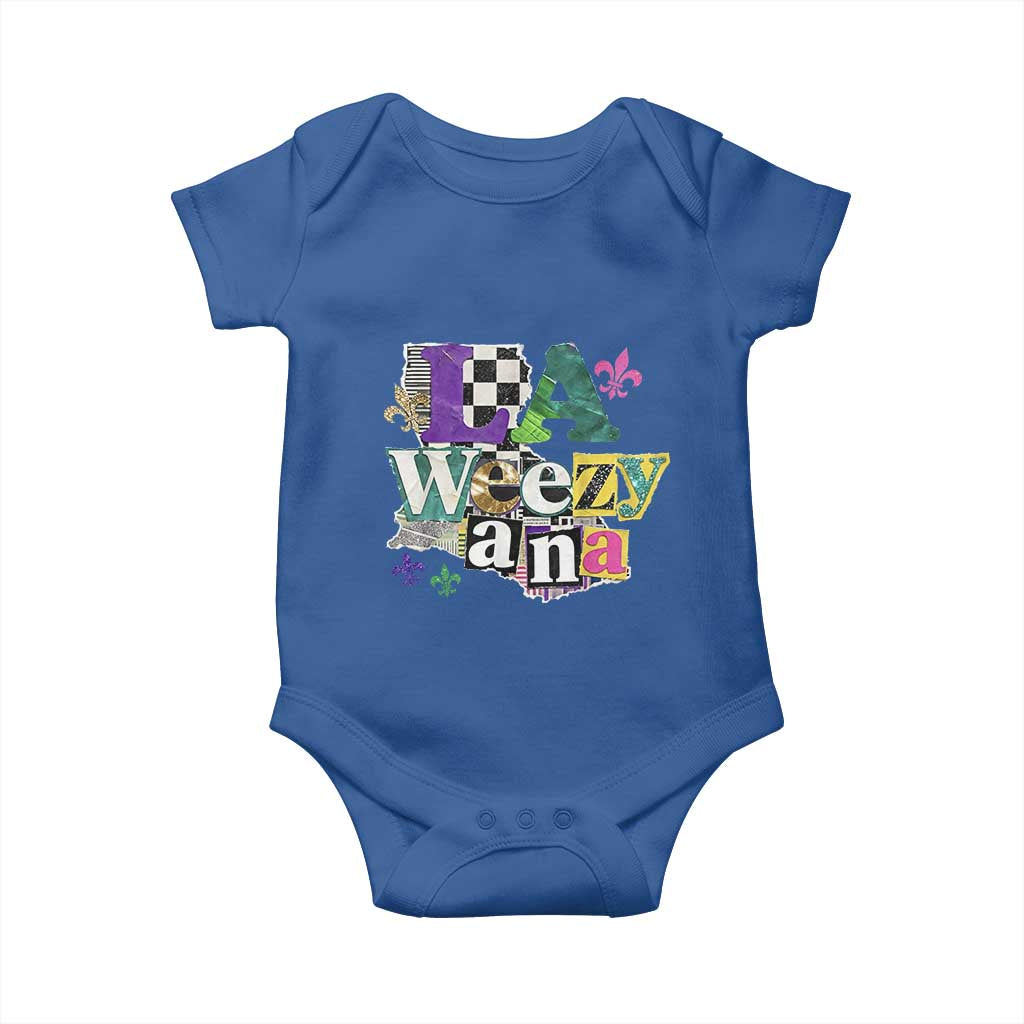 Colorful La-Weezi-ana Mardi Gras Louisiana Pride Baby Onesie Funky Carnival Vibes