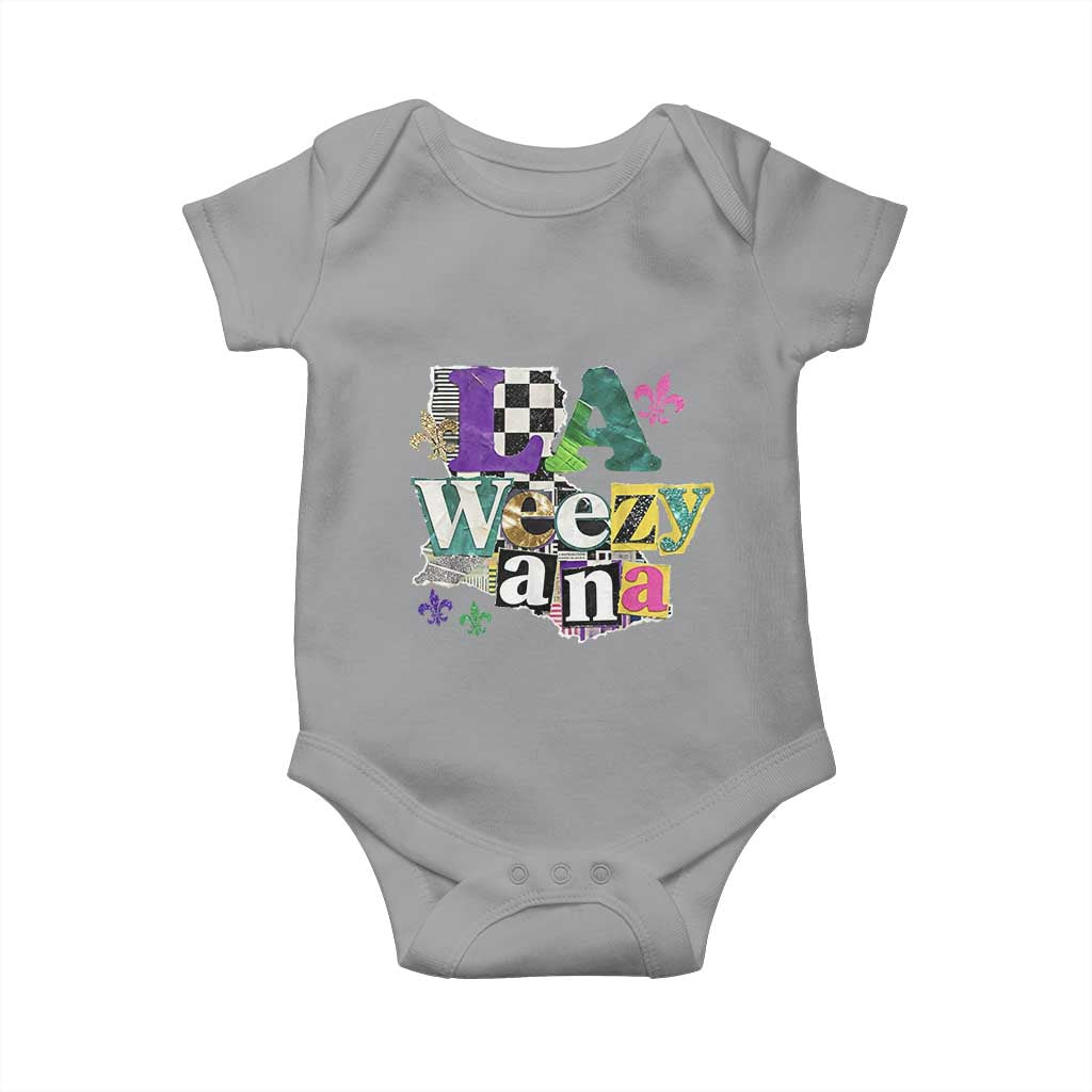 Colorful La-Weezi-ana Mardi Gras Louisiana Pride Baby Onesie Funky Carnival Vibes