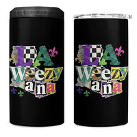 Colorful La-Weezi-ana Mardi Gras Louisiana Pride 4 in 1 Can Cooler Tumbler Funky Carnival Vibes