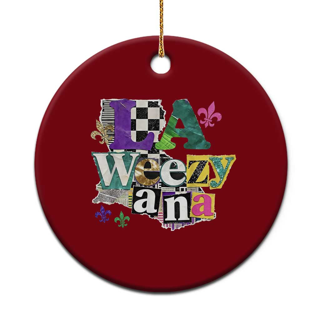 Colorful La-Weezi-ana Mardi Gras Louisiana Pride Ceramic Ornament Funky Carnival Vibes
