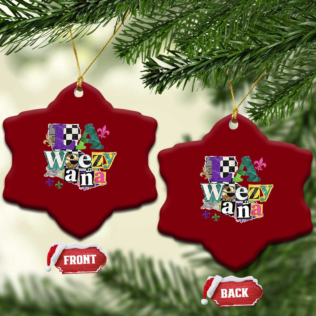 Colorful La-Weezi-ana Mardi Gras Louisiana Pride Ceramic Ornament Funky Carnival Vibes