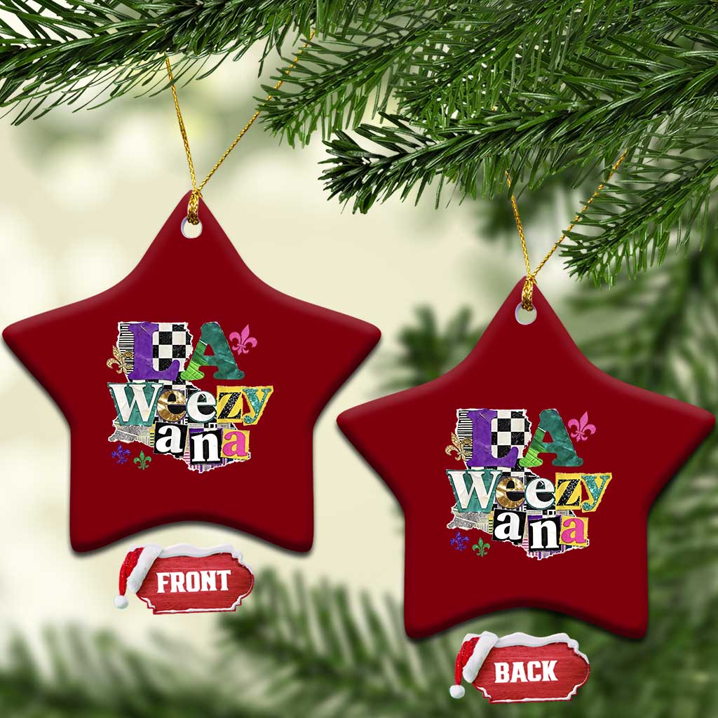Colorful La-Weezi-ana Mardi Gras Louisiana Pride Ceramic Ornament Funky Carnival Vibes