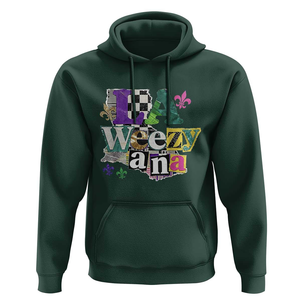 Colorful La-Weezi-ana Mardi Gras Louisiana Pride Hoodie Funky Carnival Vibes