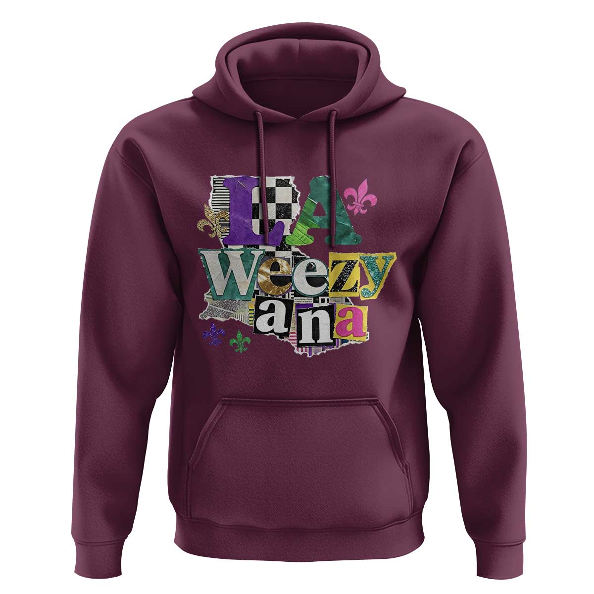 Colorful La-Weezi-ana Mardi Gras Louisiana Pride Hoodie Funky Carnival Vibes