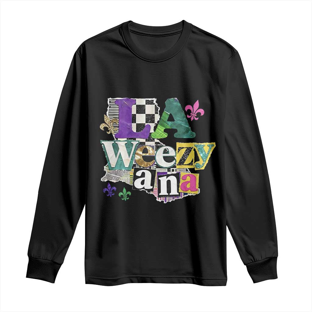 Colorful La-Weezi-ana Mardi Gras Louisiana Pride Long Sleeve Shirt Funky Carnival Vibes