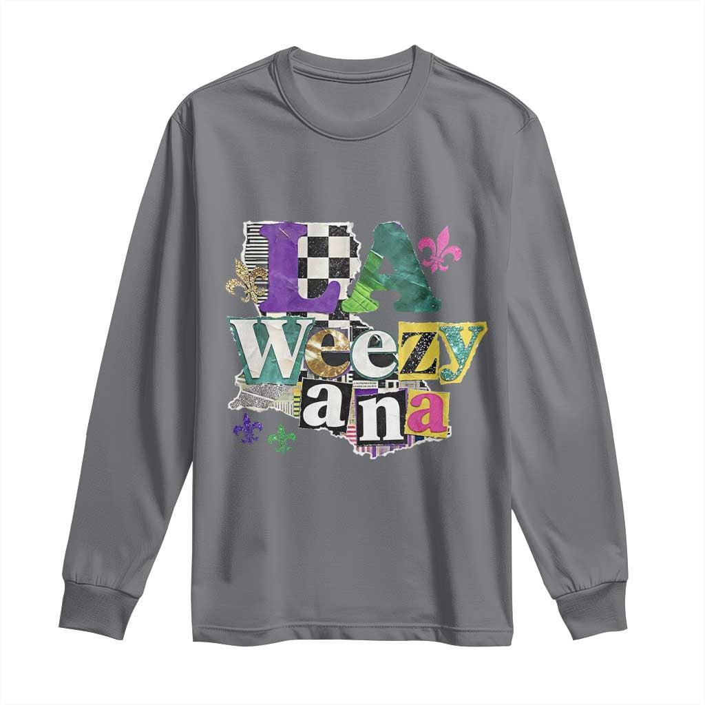 Colorful La-Weezi-ana Mardi Gras Louisiana Pride Long Sleeve Shirt Funky Carnival Vibes