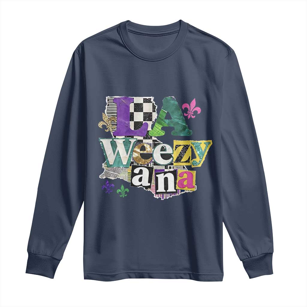 Colorful La-Weezi-ana Mardi Gras Louisiana Pride Long Sleeve Shirt Funky Carnival Vibes