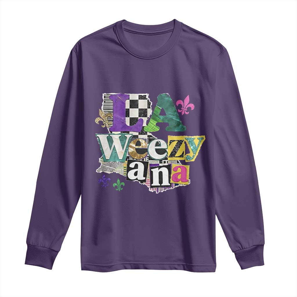 Colorful La-Weezi-ana Mardi Gras Louisiana Pride Long Sleeve Shirt Funky Carnival Vibes