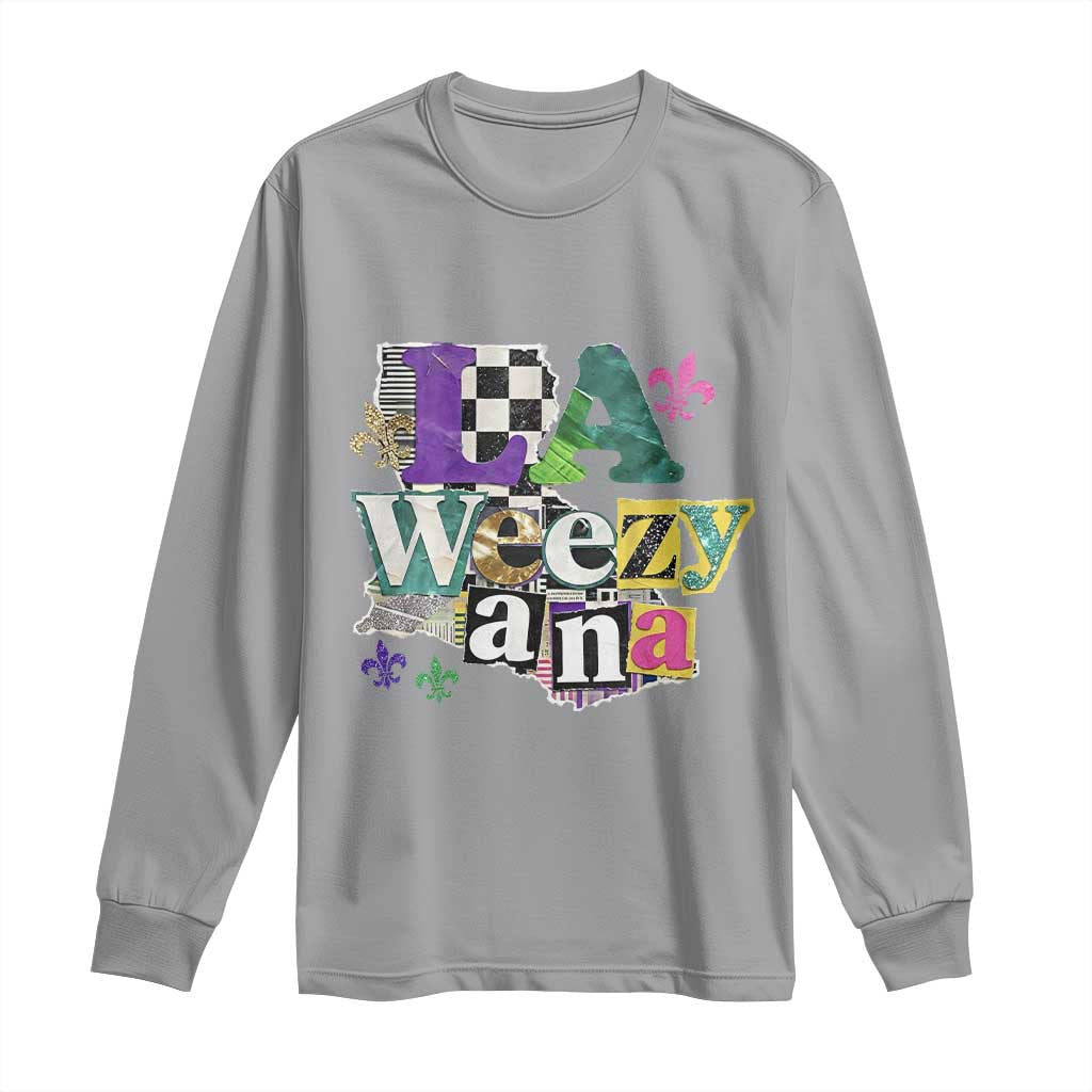 Colorful La-Weezi-ana Mardi Gras Louisiana Pride Long Sleeve Shirt Funky Carnival Vibes