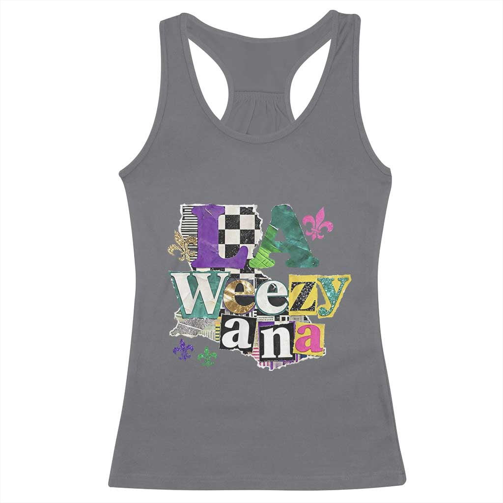 Colorful La-Weezi-ana Mardi Gras Louisiana Pride Racerback Tank Top Funky Carnival Vibes