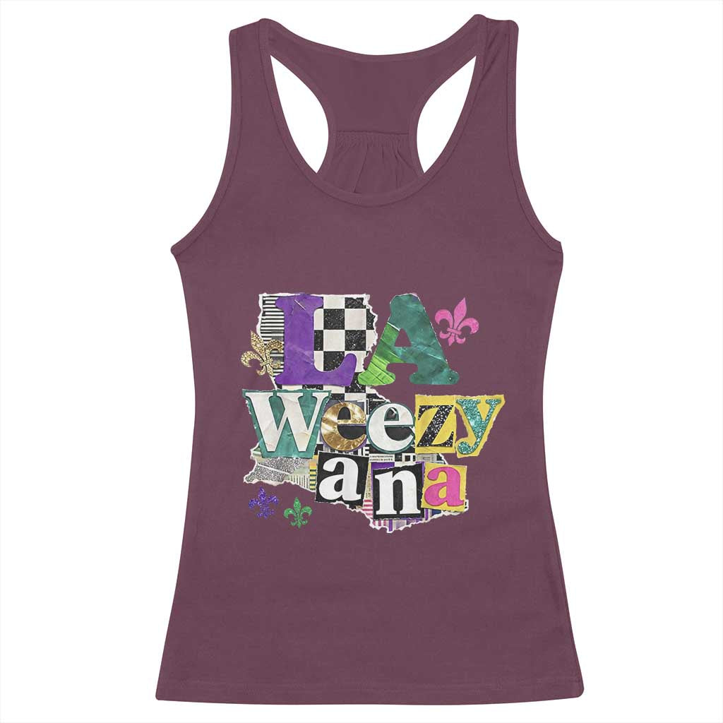 Colorful La-Weezi-ana Mardi Gras Louisiana Pride Racerback Tank Top Funky Carnival Vibes