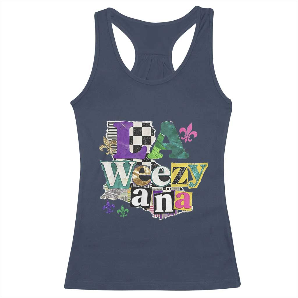 Colorful La-Weezi-ana Mardi Gras Louisiana Pride Racerback Tank Top Funky Carnival Vibes
