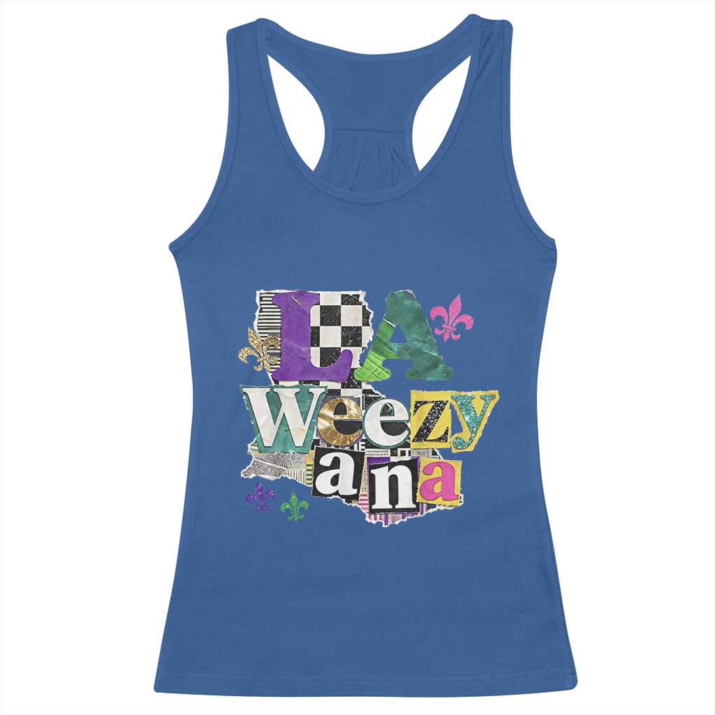 Colorful La-Weezi-ana Mardi Gras Louisiana Pride Racerback Tank Top Funky Carnival Vibes