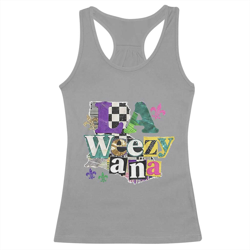 Colorful La-Weezi-ana Mardi Gras Louisiana Pride Racerback Tank Top Funky Carnival Vibes
