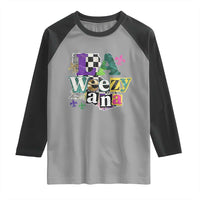 Colorful La-Weezi-ana Mardi Gras Louisiana Pride Raglan Shirt Funky Carnival Vibes