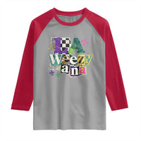 Colorful La-Weezi-ana Mardi Gras Louisiana Pride Raglan Shirt Funky Carnival Vibes