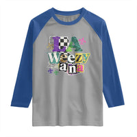 Colorful La-Weezi-ana Mardi Gras Louisiana Pride Raglan Shirt Funky Carnival Vibes