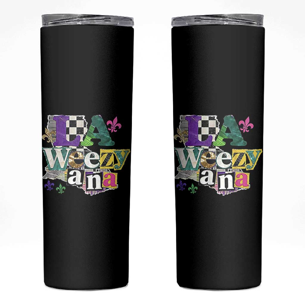 Colorful La-Weezi-ana Mardi Gras Louisiana Pride Skinny Tumbler Funky Carnival Vibes