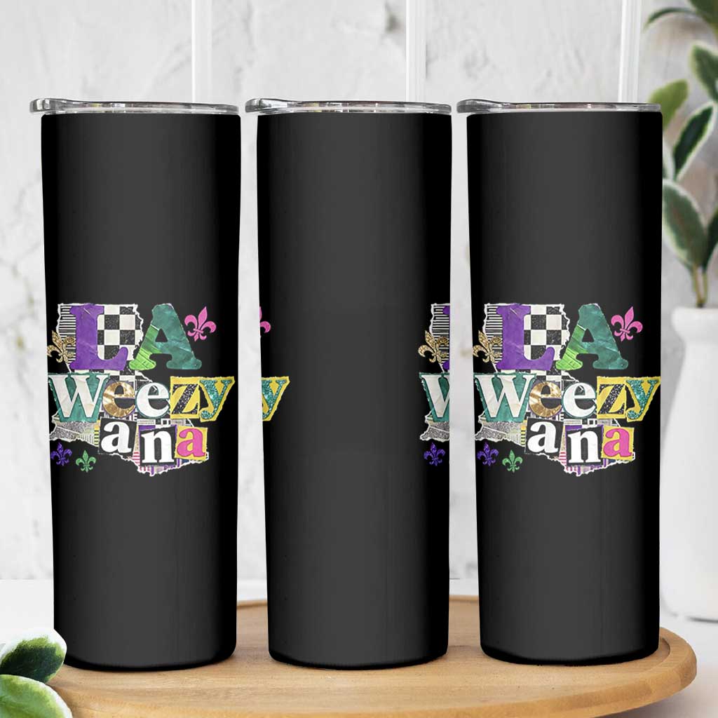 Colorful La-Weezi-ana Mardi Gras Louisiana Pride Skinny Tumbler Funky Carnival Vibes