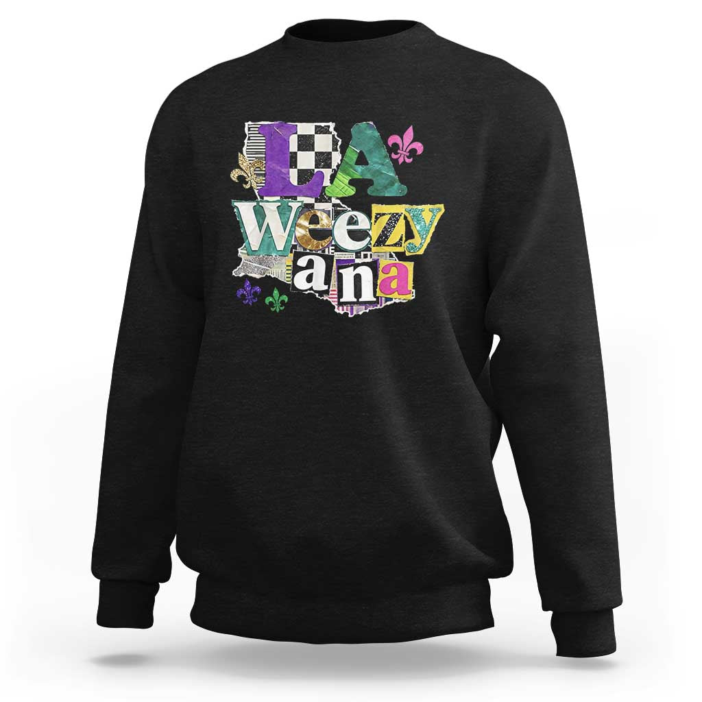 Colorful La-Weezi-ana Mardi Gras Louisiana Pride Sweatshirt Funky Carnival Vibes