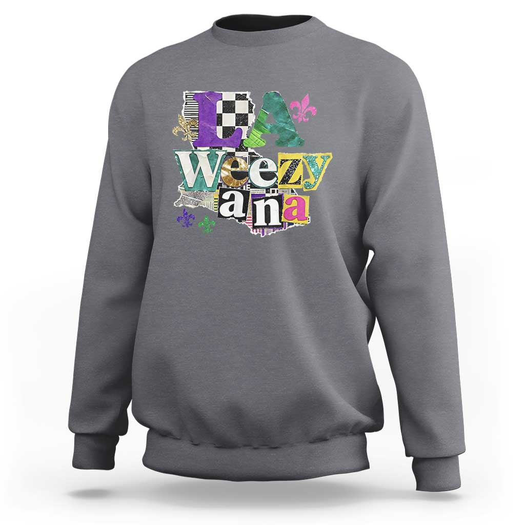 Colorful La-Weezi-ana Mardi Gras Louisiana Pride Sweatshirt Funky Carnival Vibes