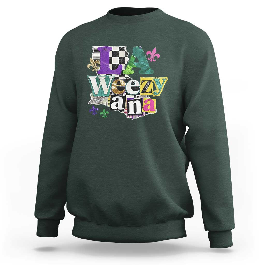 Colorful La-Weezi-ana Mardi Gras Louisiana Pride Sweatshirt Funky Carnival Vibes