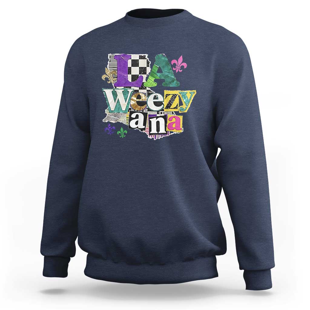 Colorful La-Weezi-ana Mardi Gras Louisiana Pride Sweatshirt Funky Carnival Vibes