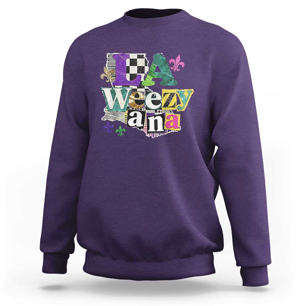 Colorful La-Weezi-ana Mardi Gras Louisiana Pride Sweatshirt Funky Carnival Vibes