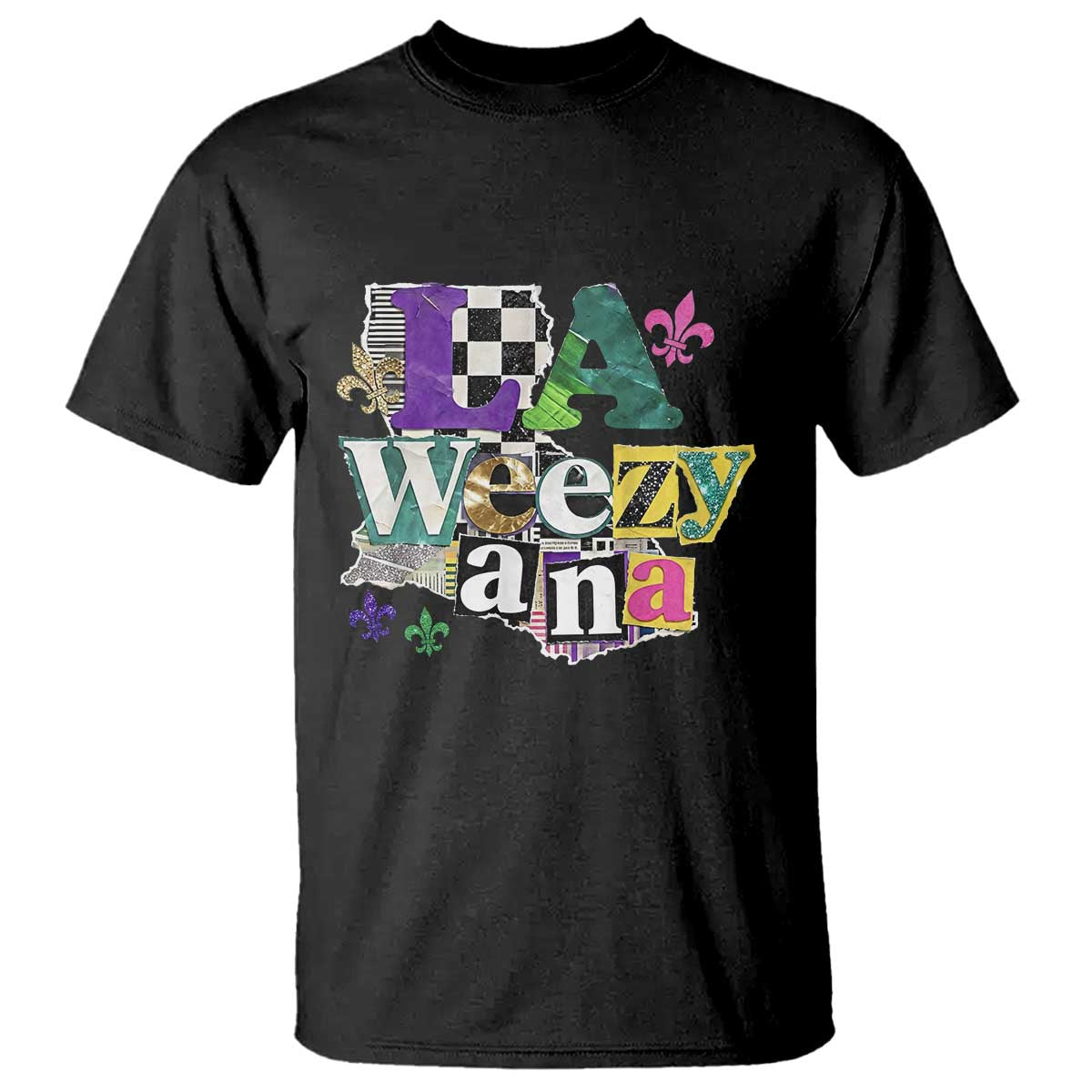 Colorful La-Weezi-ana Mardi Gras Louisiana Pride T Shirt Funky Carnival Vibes