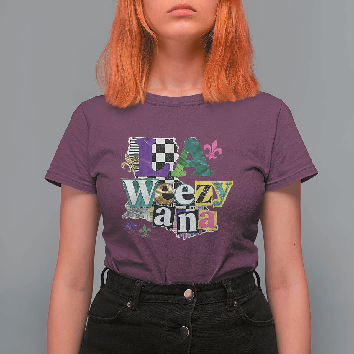 Colorful La-Weezi-ana Mardi Gras Louisiana Pride T Shirt For Women Funky Carnival Vibes