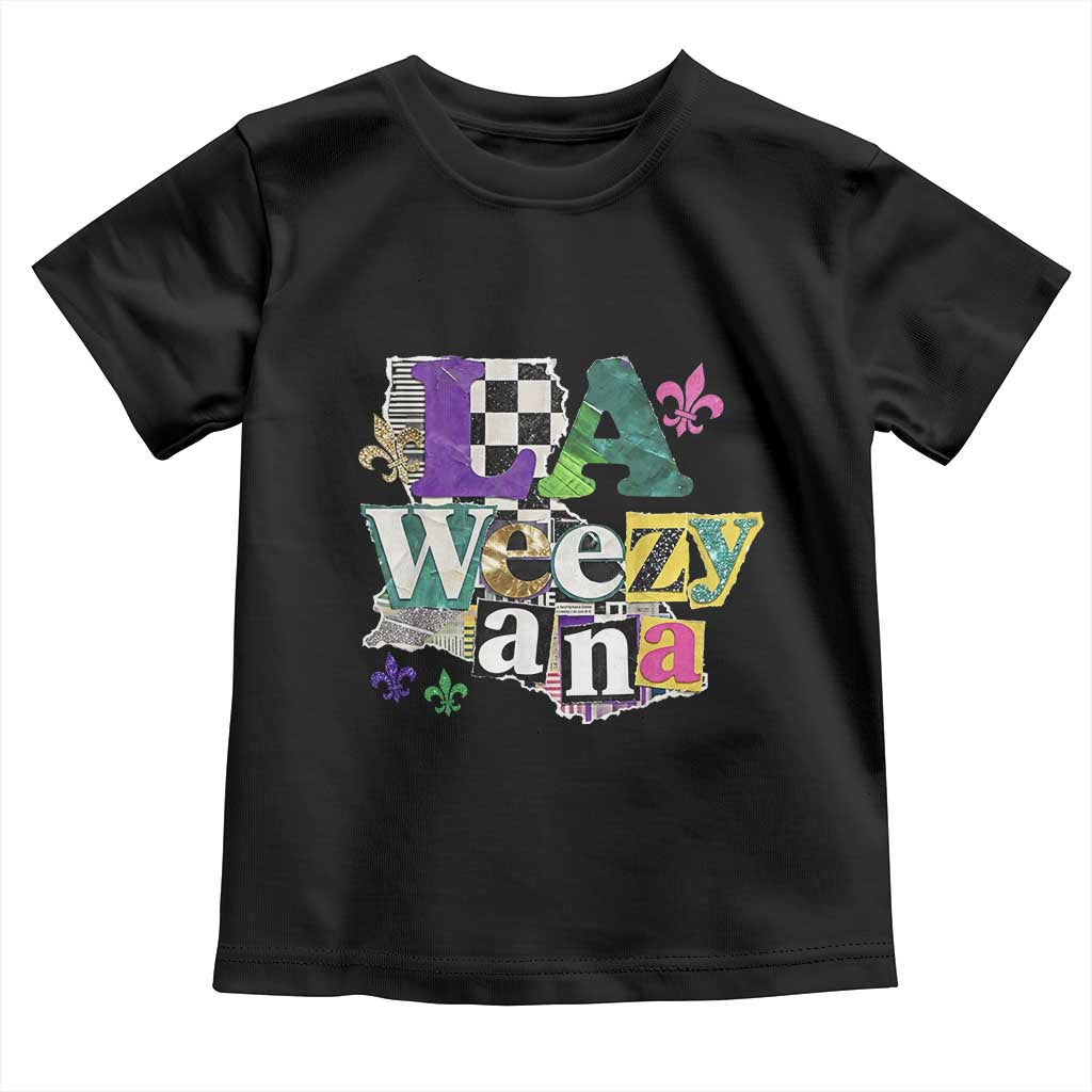 Colorful La-Weezi-ana Mardi Gras Louisiana Pride Toddler T Shirt Funky Carnival Vibes