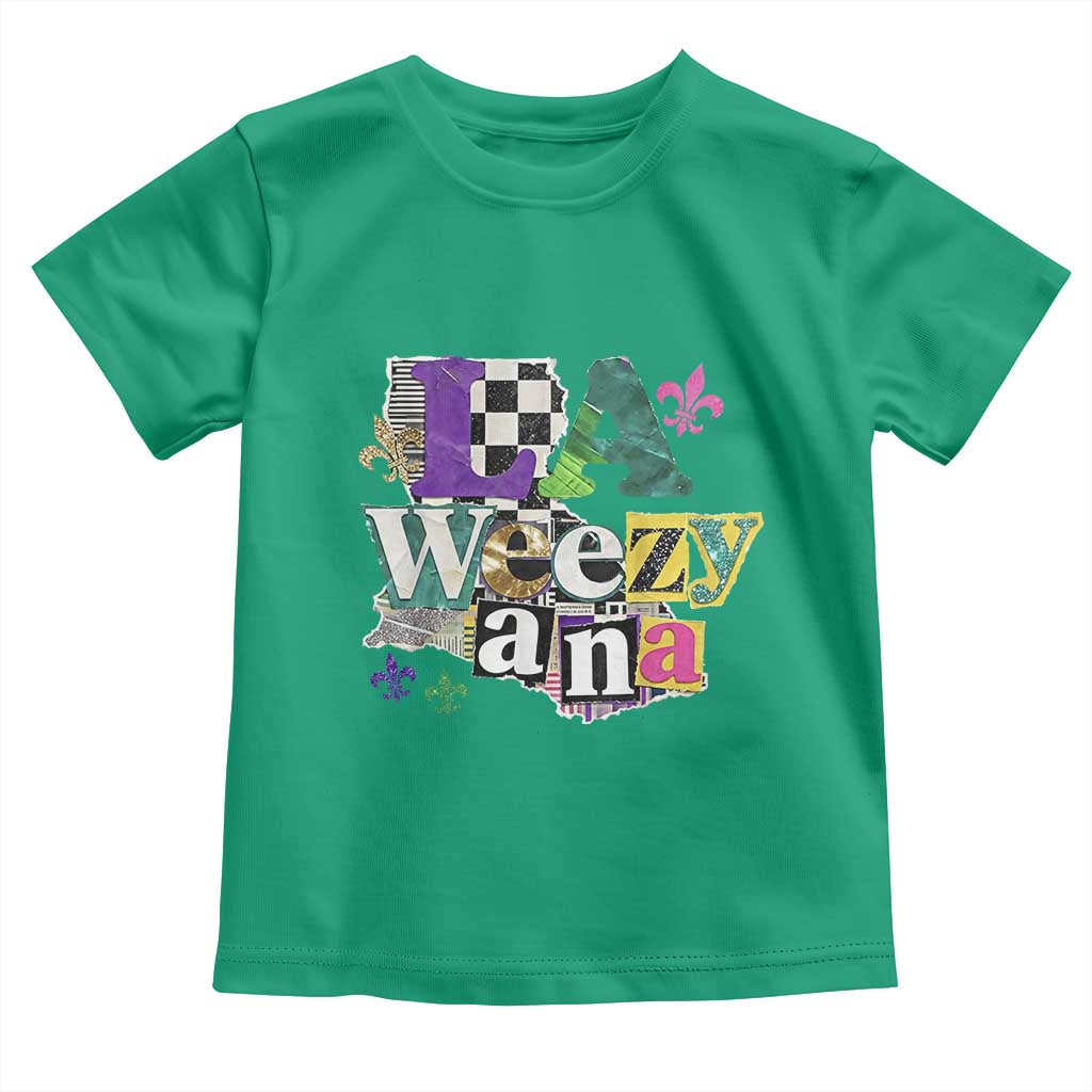 Colorful La-Weezi-ana Mardi Gras Louisiana Pride Toddler T Shirt Funky Carnival Vibes
