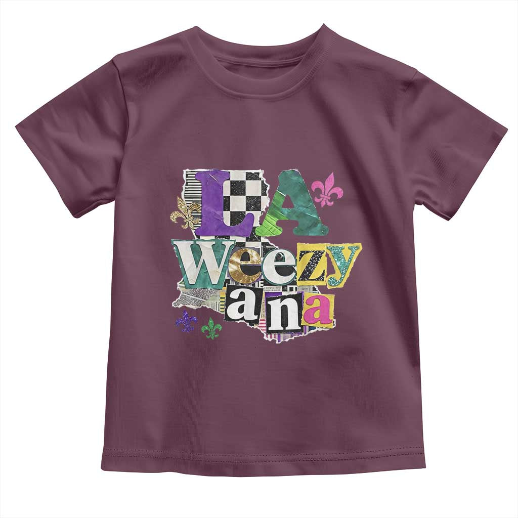 Colorful La-Weezi-ana Mardi Gras Louisiana Pride Toddler T Shirt Funky Carnival Vibes
