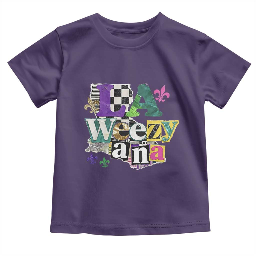 Colorful La-Weezi-ana Mardi Gras Louisiana Pride Toddler T Shirt Funky Carnival Vibes