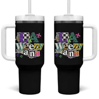 Colorful La-Weezi-ana Mardi Gras Louisiana Pride Tumbler With Handle Funky Carnival Vibes