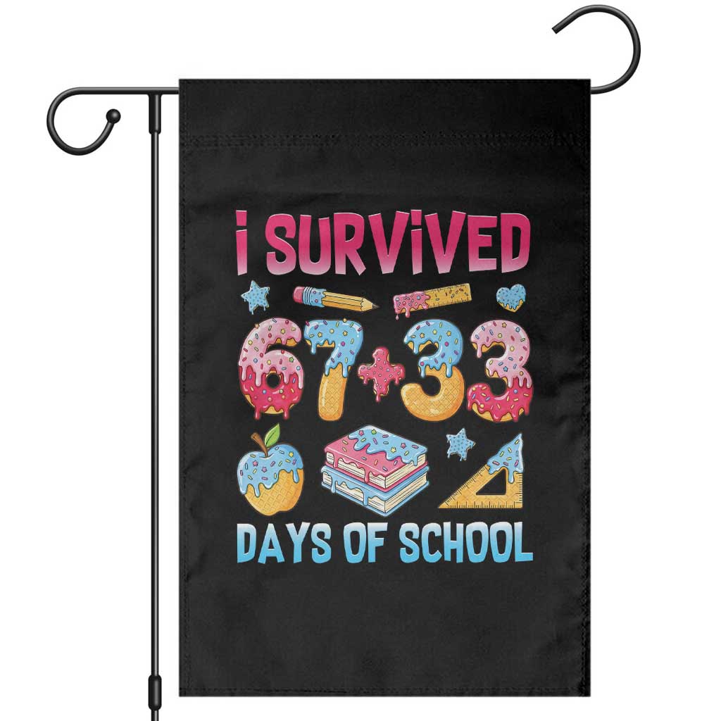 I Survived 67 Plus 33 100 Days of School Garden Flag Six Seven Meme Colorful Math Humor - Wonder Print Shop
