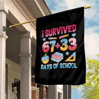 I Survived 67 Plus 33 100 Days of School Garden Flag Six Seven Meme Colorful Math Humor - Wonder Print Shop
