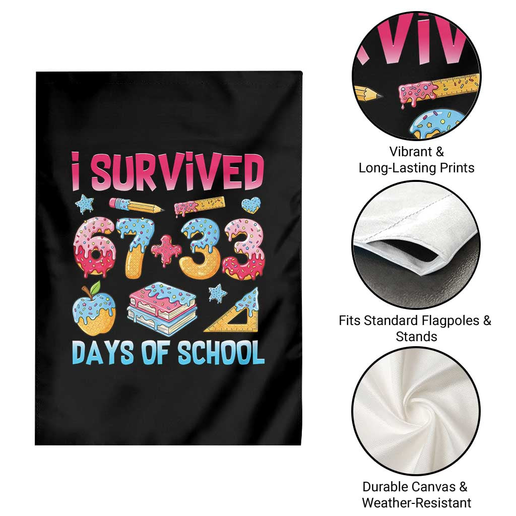 I Survived 67 Plus 33 100 Days of School Garden Flag Six Seven Meme Colorful Math Humor - Wonder Print Shop