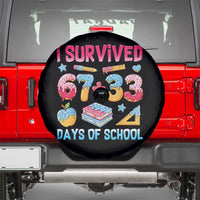 I Survived 67 Plus 33 100 Days of School Spare Tire Cover Six Seven Meme Colorful Math Humor - Wonder Print Shop