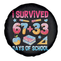 I Survived 67 Plus 33 100 Days of School Spare Tire Cover Six Seven Meme Colorful Math Humor - Wonder Print Shop
