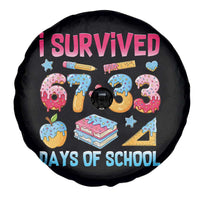 I Survived 67 Plus 33 100 Days of School Spare Tire Cover Six Seven Meme Colorful Math Humor - Wonder Print Shop