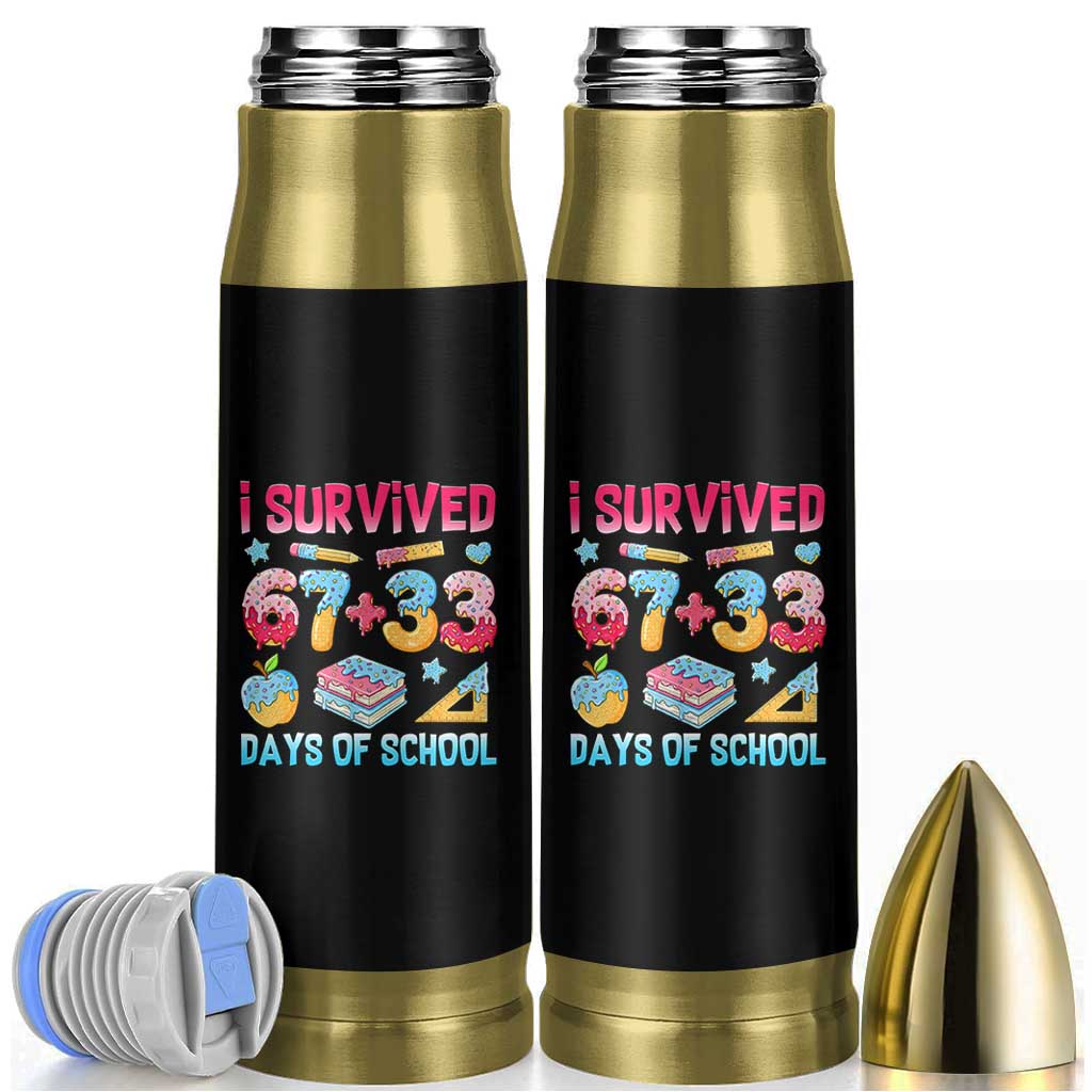 I Survived 67 Plus 33 100 Days of School Bullet Tumbler Six Seven Meme Colorful Math Humor - Wonder Print Shop